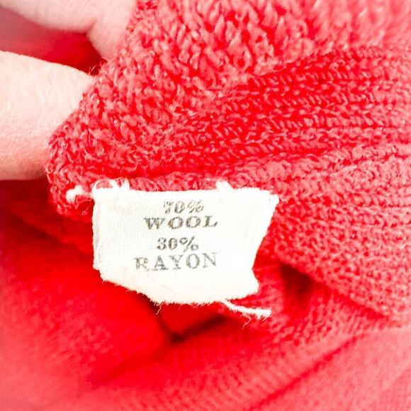 Adolfo Red Vintage Long Sleeve Modest Wool Dress Gold Buttons Size 8 - Picture 4 of 6